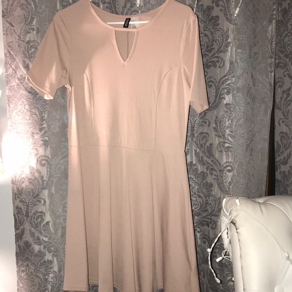 Blush pink dress.